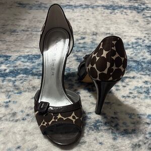 Marc Fisher Brown and Cream Patterned Heels